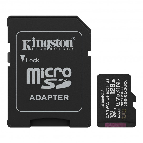 MicroSD 128GB, Canvas Select Plus, Class 10 UHS-I U1 V10 A1, Read up to 150MB/s, w/SD adapter ( SDCS3/128GB ) 