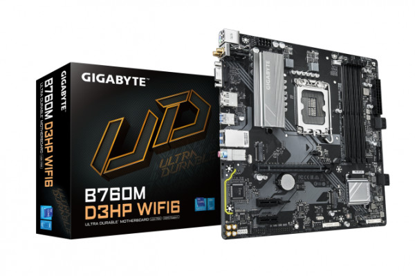 LGA1700, 4 x DDR5 DIMM, Next Generation Storage:2x PCIe 4.0 x4 M.2 Connectors, Fast Networks:GbE LAN & Wi-Fi 6 802.1 ( B760M D3HP WIFI6 ) 