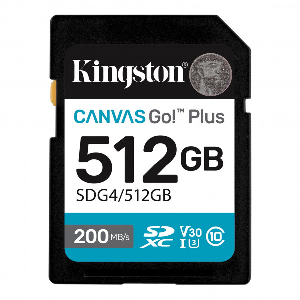 SD Card 512GB, Canvas Go! Plus, SDXC Class10 UHS-1 U3 V30, Read up to 200MB/s, Write up to 160MB/s, for 4K and FullHD vi ( SDG4/512GB ) 
