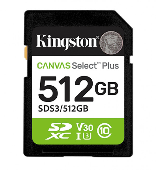 SD Card 512GB, Canvas Select Plus, SDHC Class10 UHS-1 U3 V30, up to 150MB/s read ( SDS3/512GB ) 