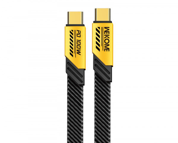 WEKOME WDC-192 Kabl 3.1 USB tip C MM 1m, za Superbrzo punjenje 100W480Mbps, flat-crno-žuti