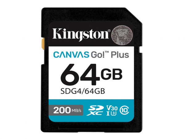 Memorije kartice KINGSTON SDG464GB64GB SDXC Canvas Go Plus Gen4 200MBs C10 UHS-I U3 V30' ( 'SDG464GB' ) 