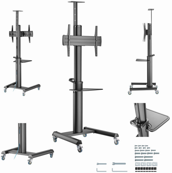 TVS-70T-02 Gembird Mobilni sto sa tockicima, 37-70, crne boje