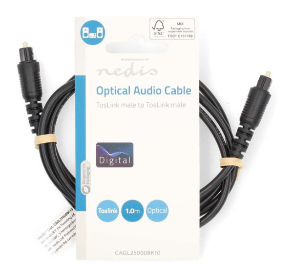 CAGL25000BK10 Opti?ki audio kabl, TosLink muški na TosLink muški, 1m, okrugli, PVC, Crni