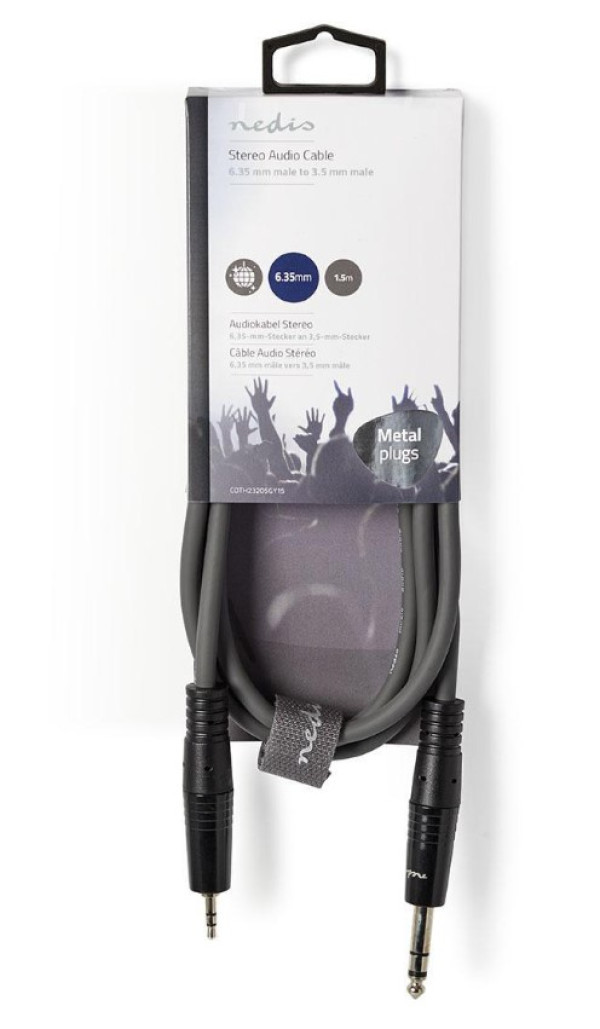 COTH23205GY15 Stereo Audio Cable 6.35mm muski ma 3.5mm muski, 1.5m