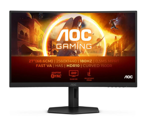Monitor 27'' AOC CQ27G4X IPS 2560 x 1440180Hz0,5ms2xHDMIDPTiltSwiwel