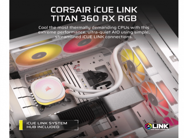 Kuler CORSAIR iCUE LINK TITAN 360 RX RGBAIO360mmvodeno hladenjebela' ( 'CW-9061021-WW' ) 
