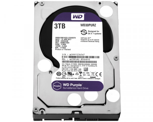 WD 3TB 3.5 inča SATA III 64MB IntelliPower WD30PURZ Purple outlet