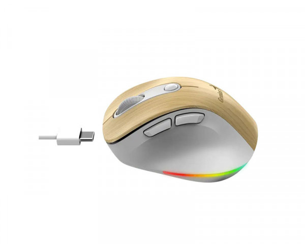 GENIUS Ergo 9000S Pro Pearl White USB Bežični Pine Wood miš