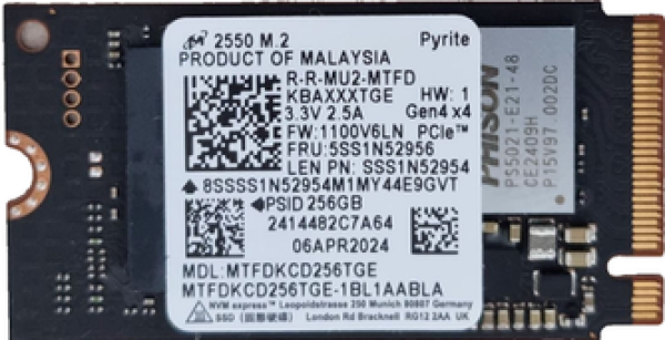 SSD Micron 256GB NVMe MTFDKCD256TGE Bulk 2242