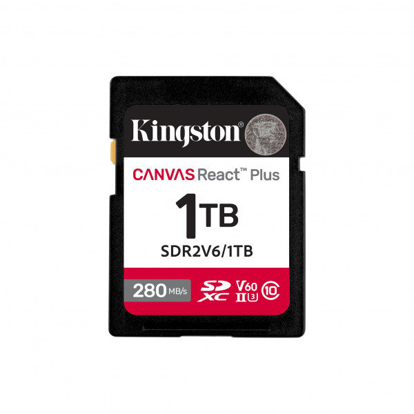 SD Card 1TB, Canvas React Plus V60 Professional, SDXC Class10 UHS-II U3 V60, Up to 280MB/s read and 150MB/s write, for F ( SDR2V6/1TB ) 
