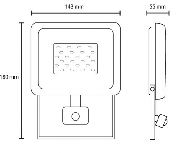 LED reflektor sa PIR senzorom 20W 6500K LRF008SW-20/BK