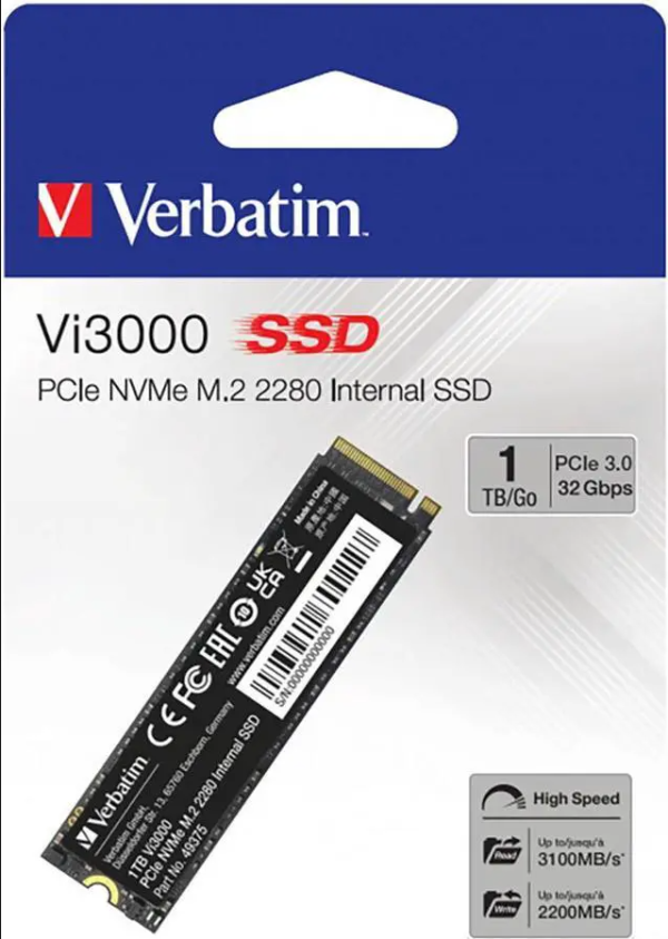 SSD M.2 NVMe Verbatim 1TB Vi3000 3100MBs2200MBs