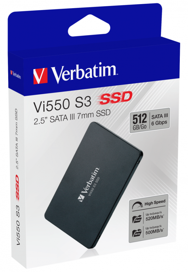 SSD 2.5'' SATA Verbatim Vi550 S3 512GB 520MBs 500MBs