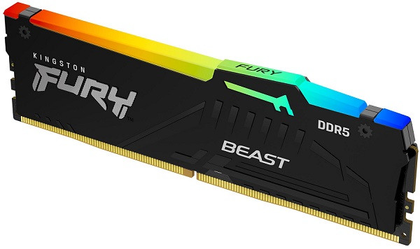 DDR5 16GB 6000MT/s [FURY BEAST RGB], Non-ECC UDIMM, CL36 1.35V, 288-Pin 1Rx8, Black, w/RGB Heatsink, XMP & EXPO ( KF560C36BBE2A-16 ) 