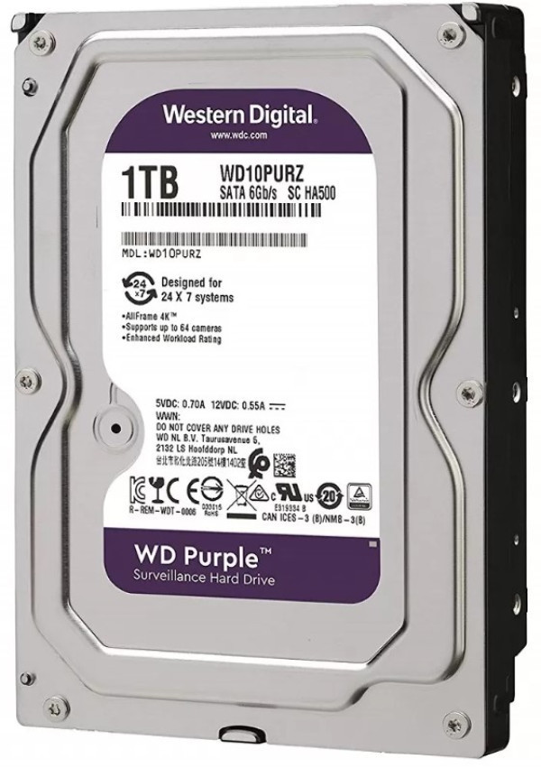 WD10PURZ,1TB WD Purple 24/7 5400RPM 64MB SATA3