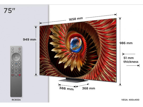 Televizor TCL 75C8KMiniLED-QLED75''4K UHD144HzGoogle TVcrna' ( '75C8K' ) 