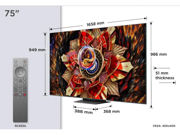 Televizor TCL 75C9KMiniLED-QLED75''4K UHD144HzGoogle TVcrna' ( '75C9K' ) 