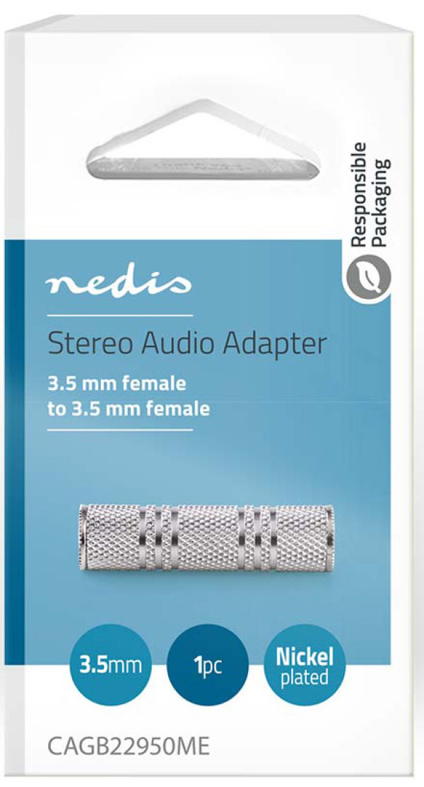 CAGB22950ME, Stereo audio adapter, 3,5 mm ženski, Niklovani, Metal, Srebrni