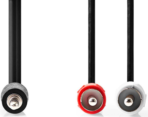 CAGB22200BK30, Stereo audio kabl, 3,5 mm muški, 2x RCA muški, Niklovani, 3,00 m, Crni