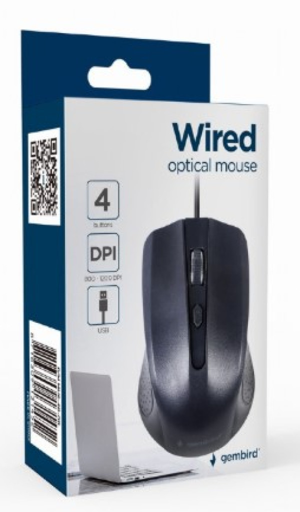 MUS-4B-01L Gembird Opticki mis 800-1200Dpi 4-button black 99mm USB kabl 1,8m
