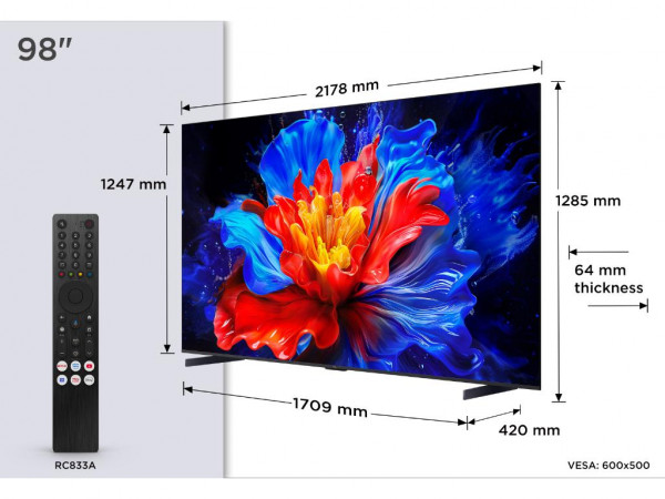 Televizor TCL 98P8KMiniLED-QLED98''4K UHD144HzGoogle TVcrna' ( '98P8K' ) 