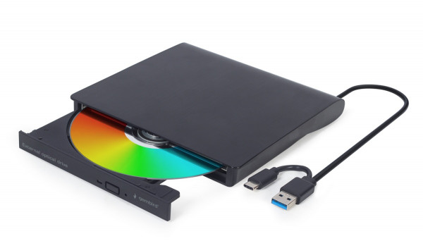 DVD±RW External Drive 8X, USB Type-C/TypeA (m), USB 3.1 Gen.1, Dual Layer, USB powered, Black ( DVD-USB-031 ) 