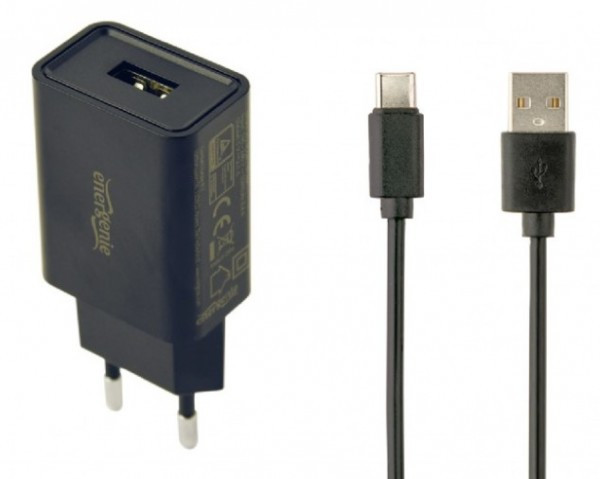 x-EG-UCSET-C-MX CRNI Gembird punjac za telefone i tablete 5V/2.1A USB Type-C USB kabl 1M