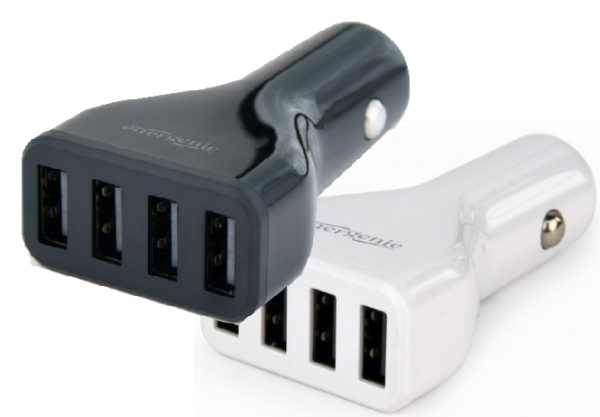 EG-U4C4A-CAR-01 Gembird 4-porta auto punjac 4.8A za telefone, tablete, navigacije, beli i crni