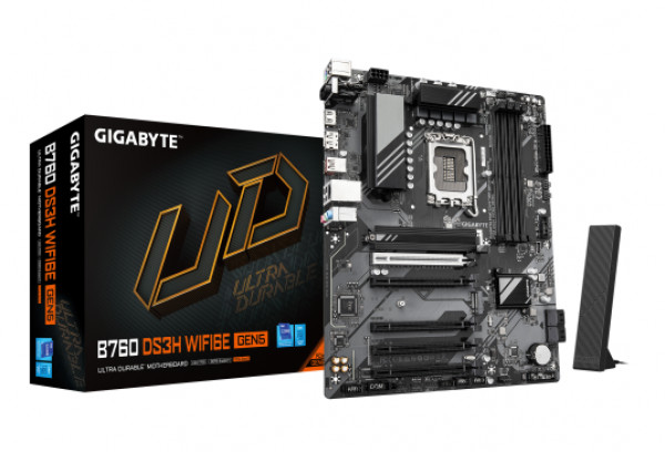 LGA1700, Intel B760 Express Chipset, 4x DDR5, Rear USB-C 20Gb/s, DP, HDMI ( B760 DS3H WF6E GEN5 ) 