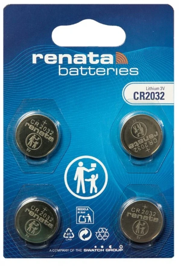 Renata baterija CR 2032 3V Litijum baterija dugme, PAK4 (cena po kom.)