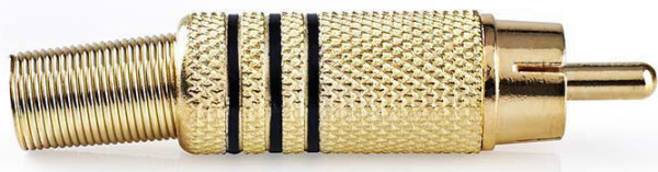 CAGP24900BK, RCA konektor, Ravni, Muški, Pozlaceni, Lemljeni, Pre?nik ulaza: 7,0 mm,Metal 1kom