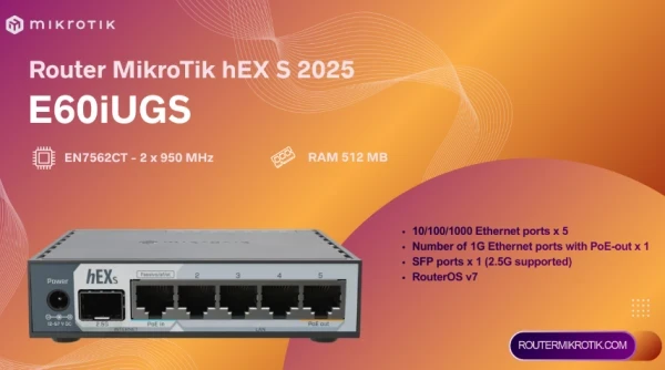 MikroTik Ruter E60iUGS hEX S, 5 x GB LAN/1 x WAN/2.5GbE SFP + USB3.