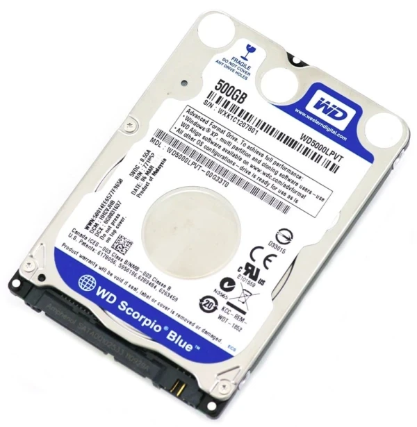 HDD 2.5 * 500GB WD5000LPVT BLUE scorpio 5400rpm 8mb SATA 7mm