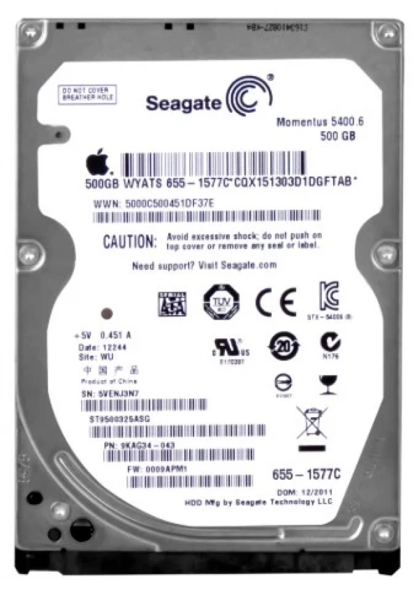 HDD 2.5 * 500GB ST9500325ASG SEAGATE 5400rpm 8mn SATA 9.5mm