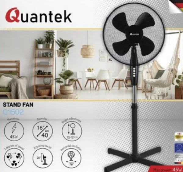 QUANTEK Q1502 Ventilator,45 W,precnik 40 cm,3 brzine,crna