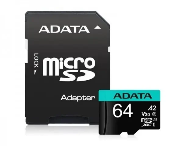 Micro SDXC 64GB A-Data Class 10 + adapter 10080 MBs AUSDX64GUI3V30SA2-RA1