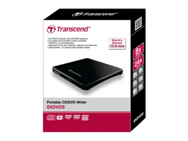 Opticki uredaj Transcend Portable 8X DVD, Slim, USB, Black' ( 'TS8XDVDS-K' ) 