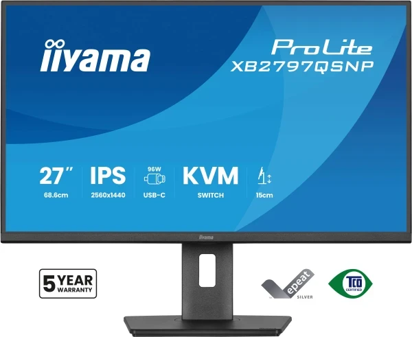 Monitor 27'' Iiyama XB2797QSNP-B1 IPS 2560x144075Hz1msHDMIDPUSBRJ45pivot