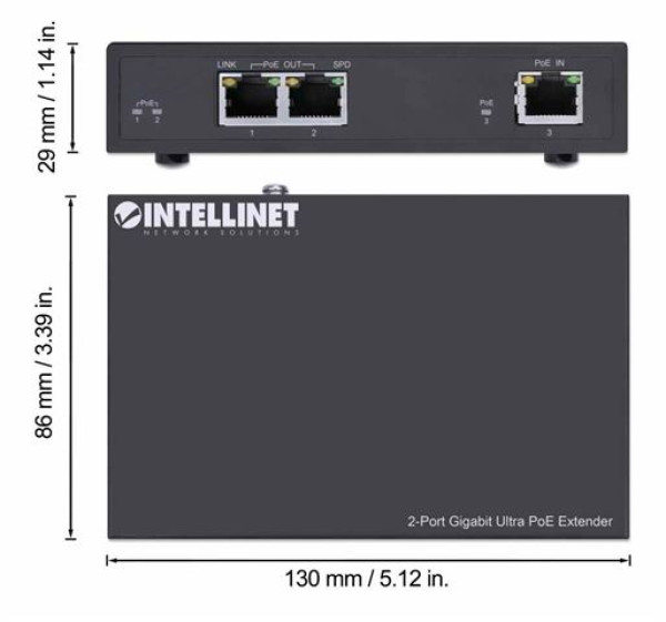 INT 2Port GbpsUltra PoE Extender, 1x60W in 2x30W out, 5616000