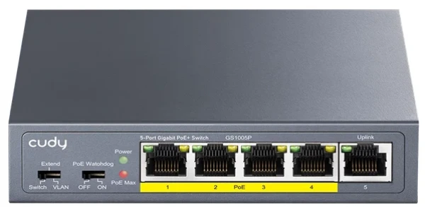 CUDY GS1005P 2.0 Switch Gigabit RJ45 PoE portovi 30 W IEEE 802.3at/af