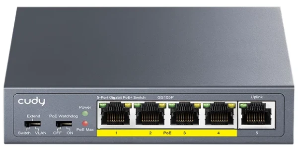 Cudy GS105P V1.0 Switch Extend VLAN Gigabit RJ45 PoE 30 W  IEEE 802.3at/af