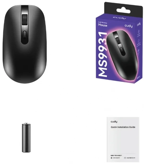 Cudy MS9931, bežicni miš 2.4GHz, opti?ki USB 800-1600 DPI,Black,109 mm