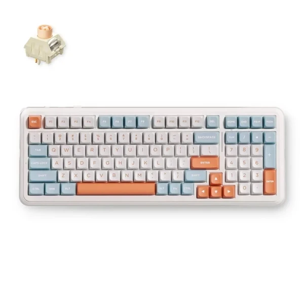 Bežična gaming tastatura MCHOSE K99 V3 MehaničkaHorizont orangeIcy Creamsicle Switch