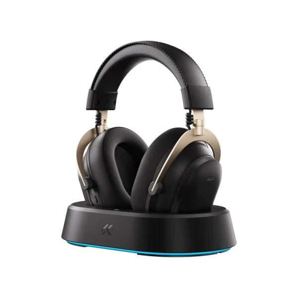Bežične gaming slušalice MCHOSE V9 Turbo 60mmTri-mode2000mAhBlack gold + Charging Dock RGB