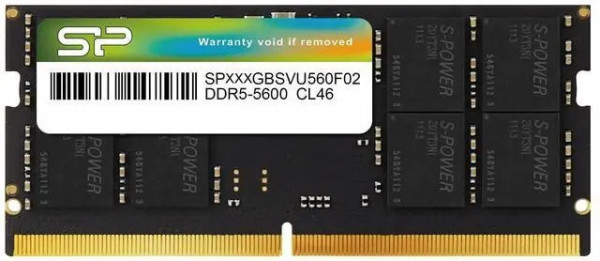 DDR5 32GB SO-DIMM 5600MT/s, Non-ECC Unbuffered, CL46 1.1V, 262-pin 2Gx8 SR ( SP032GBSVU560F02 ) 