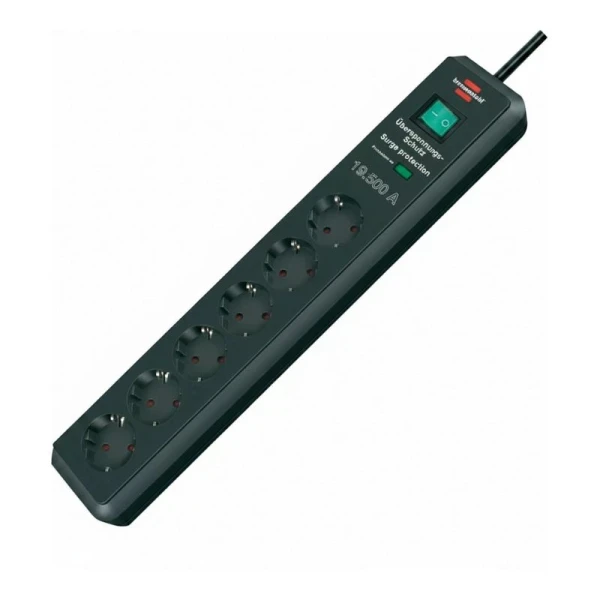 Brennenstuhl Secure-Tec Surge Protector, 6 Outlets, 2 m Cable, 19.5 kA