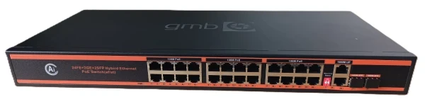 POE-FS1024PS2 GMB Switch, IEEE802.3af/at 24 PoE 10/100M, 2 UP-link 100/1000M +2 SFP