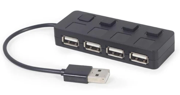 UHB-U2P4-05 Gembird USB 2.0 4-port hub + prekidaci, black