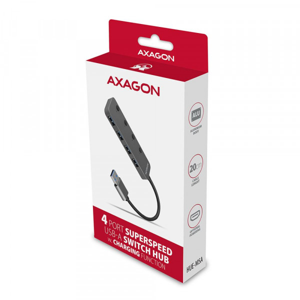 USB HUB USB-3.2 --> 4xUSB-3.2 OffOn SWITCH 20cm, AXAGON